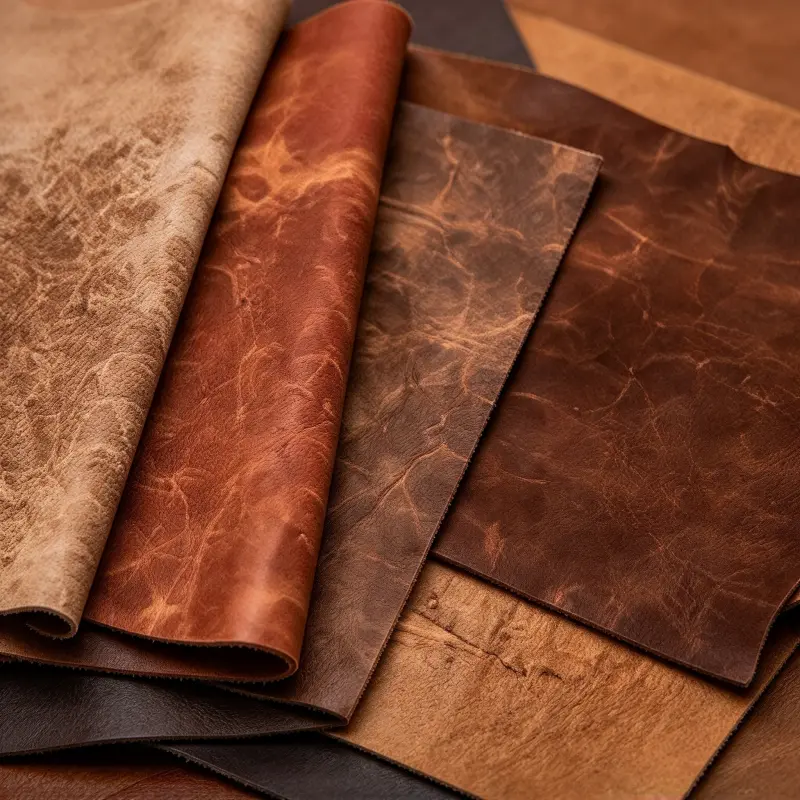 Cow split leather panels for bags and leather goods