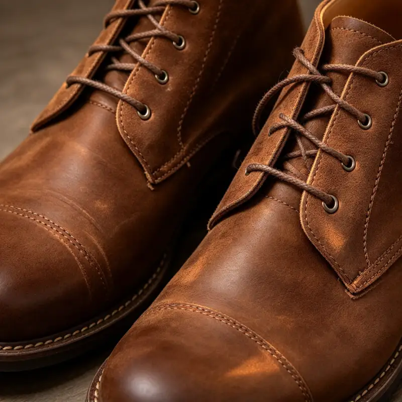 Crazy Horse-effect leather footwear