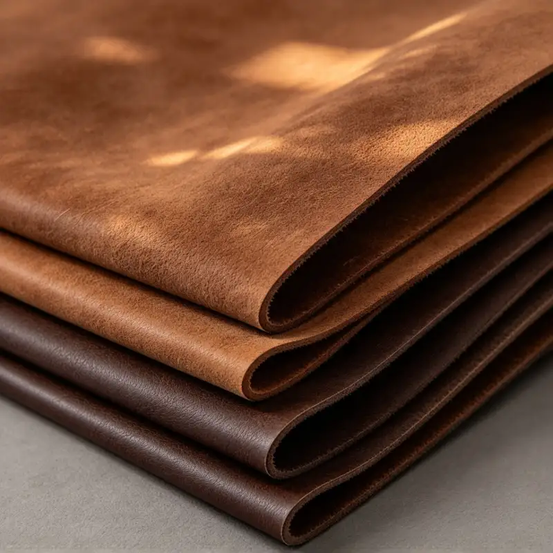 Natural vintage appearance of Crazy Horse-effect leather