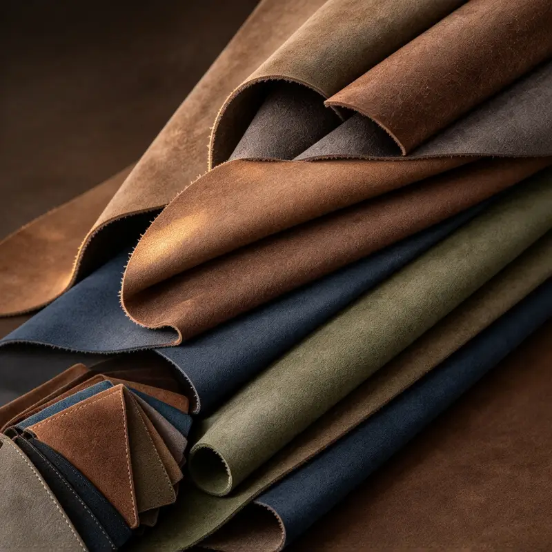 Natural looking nubuck leather surface